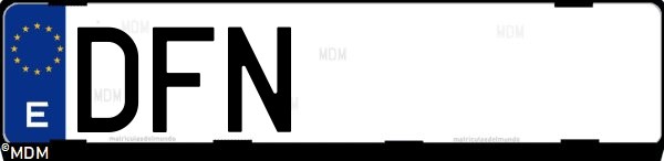 Matrícula española DFN, correspondiente al año 2005