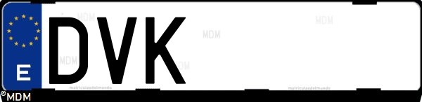 Matrícula española DVK, correspondiente al año 2006