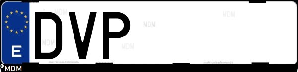 Matrícula española DVP, correspondiente al año 2006