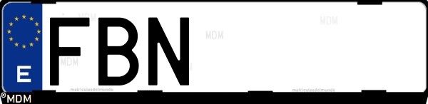 Matrícula española FBN, correspondiente al año 2006