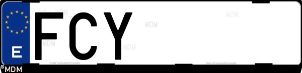 Matrícula española FCY, correspondiente al año 2006