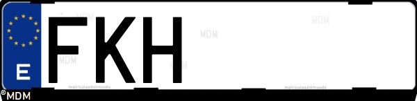 Matrícula española FKH, correspondiente al año 2007