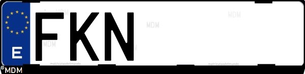Matrícula española FKN, correspondiente al año 2007