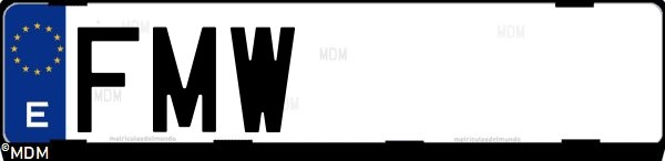 Matrícula española FMW, correspondiente al año 2007