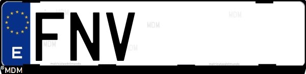 Matrícula española FNV, correspondiente al año 2007