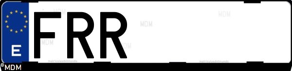 Matrícula española FRR, correspondiente al año 2007