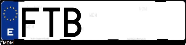 Matrícula española FTB, correspondiente al año 2007