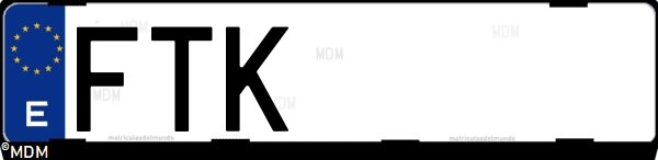 Matrícula española FTK, correspondiente al año 2007