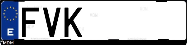 Matrícula española FVK, correspondiente al año 2007