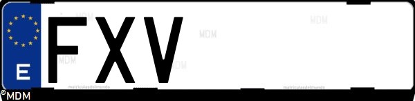 Matrícula española FXV, correspondiente al año 2007