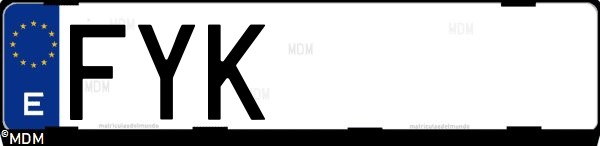 Matrícula española FYK, correspondiente al año 2007