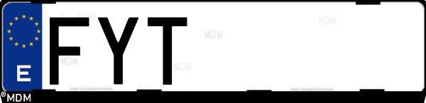 Matrícula española FYT, correspondiente al año 2007