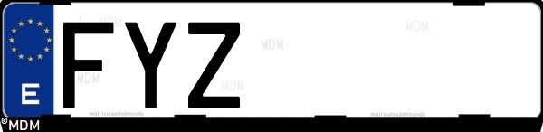 Matrícula española FYZ, correspondiente al año 2008