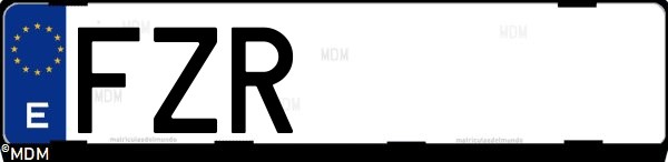 Matrícula española FZR, correspondiente al año 2008