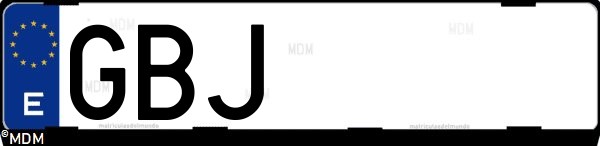 Matrícula española GBJ, correspondiente al año 2008