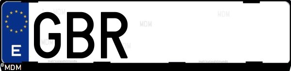Matrícula española GBR, correspondiente al año 2008
