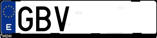 Matrícula española GBV, correspondiente al año 2008