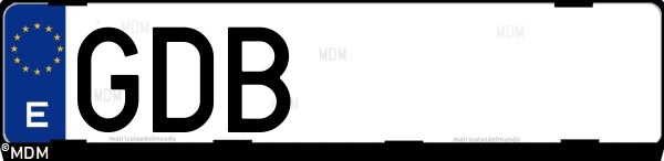 Matrícula española GDB, correspondiente al año 2008