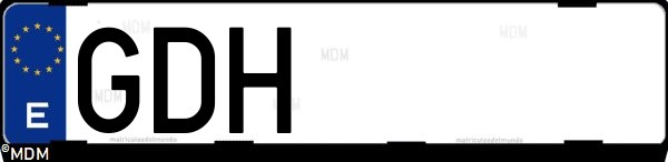 Matrícula española GDH, correspondiente al año 2008