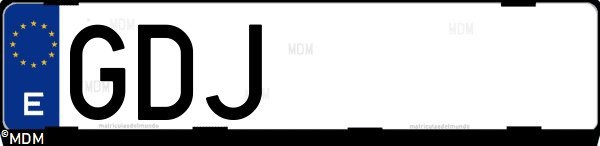 Matrícula española GDJ, correspondiente al año 2008