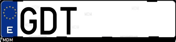 Matrícula española GDT, correspondiente al año 2008