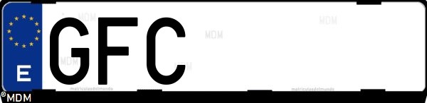 Matrícula española GFC, correspondiente al año 2008