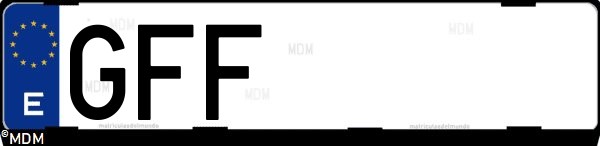 Matrícula española GFF, correspondiente al año 2008