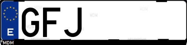 Matrícula española GFJ, correspondiente al año 2008