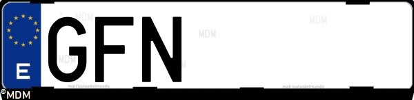 Matrícula española GFN, correspondiente al año 2008