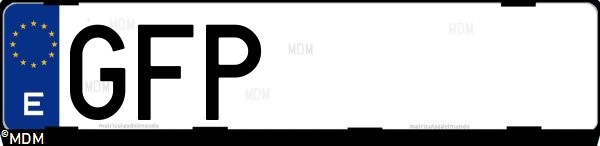 Matrícula española GFP, correspondiente al año 2008