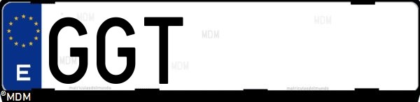 Matrícula española GGT, correspondiente al año 2008