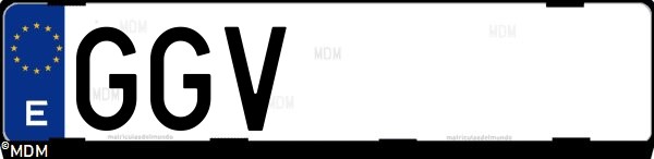 Matrícula española GGV, correspondiente al año 2008
