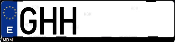 Matrícula española GHH, correspondiente al año 2008