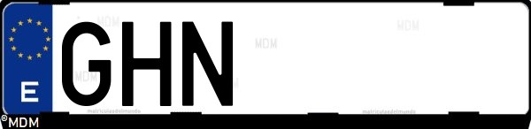 Matrícula española GHN, correspondiente al año 2008