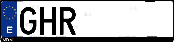 Matrícula española GHR, correspondiente al año 2008