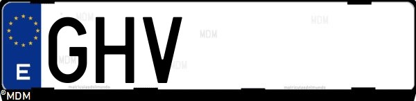 Matrícula española GHV, correspondiente al año 2008