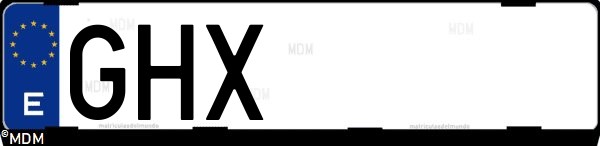 Matrícula española GHX, correspondiente al año 2008