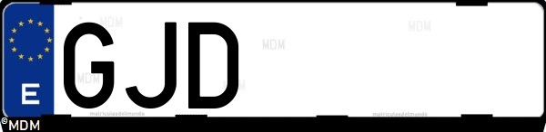 Matrícula española GJD, correspondiente al año 2008