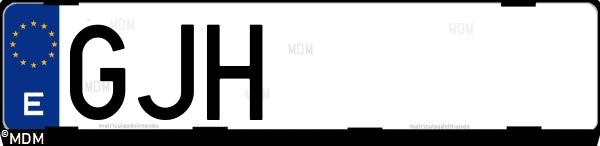 Matrícula española GJH, correspondiente al año 2008