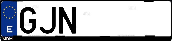 Matrícula española GJN, correspondiente al año 2008