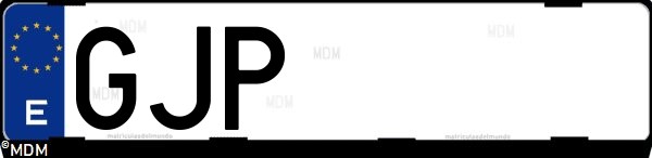 Matrícula española GJP, correspondiente al año 2008