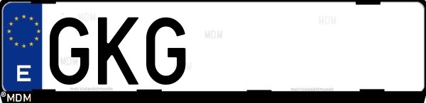 Matrícula española GKG, correspondiente al año 2008