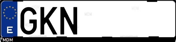 Matrícula española GKN, correspondiente al año 2009