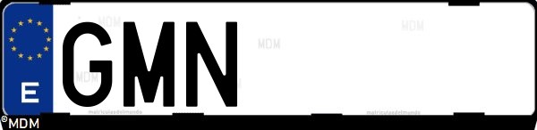 Matrícula española GMN, correspondiente al año 2009