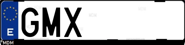 Matrícula española GMX, correspondiente al año 2009