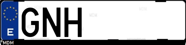 Matrícula española GNH, correspondiente al año 2009