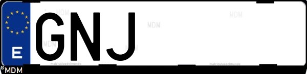 Matrícula española GNJ, correspondiente al año 2009