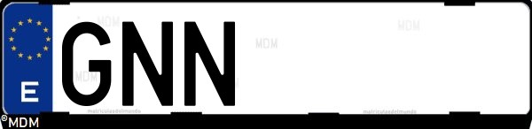 Matrícula española GNN, correspondiente al año 2009