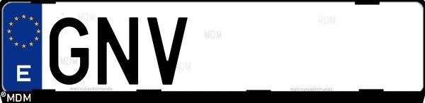 Matrícula española GNV, correspondiente al año 2009