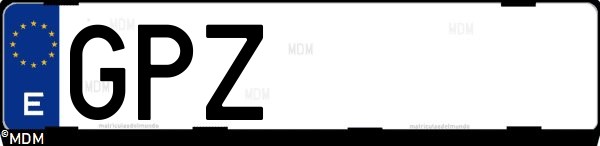 Matrícula española GPZ, correspondiente al año 2009